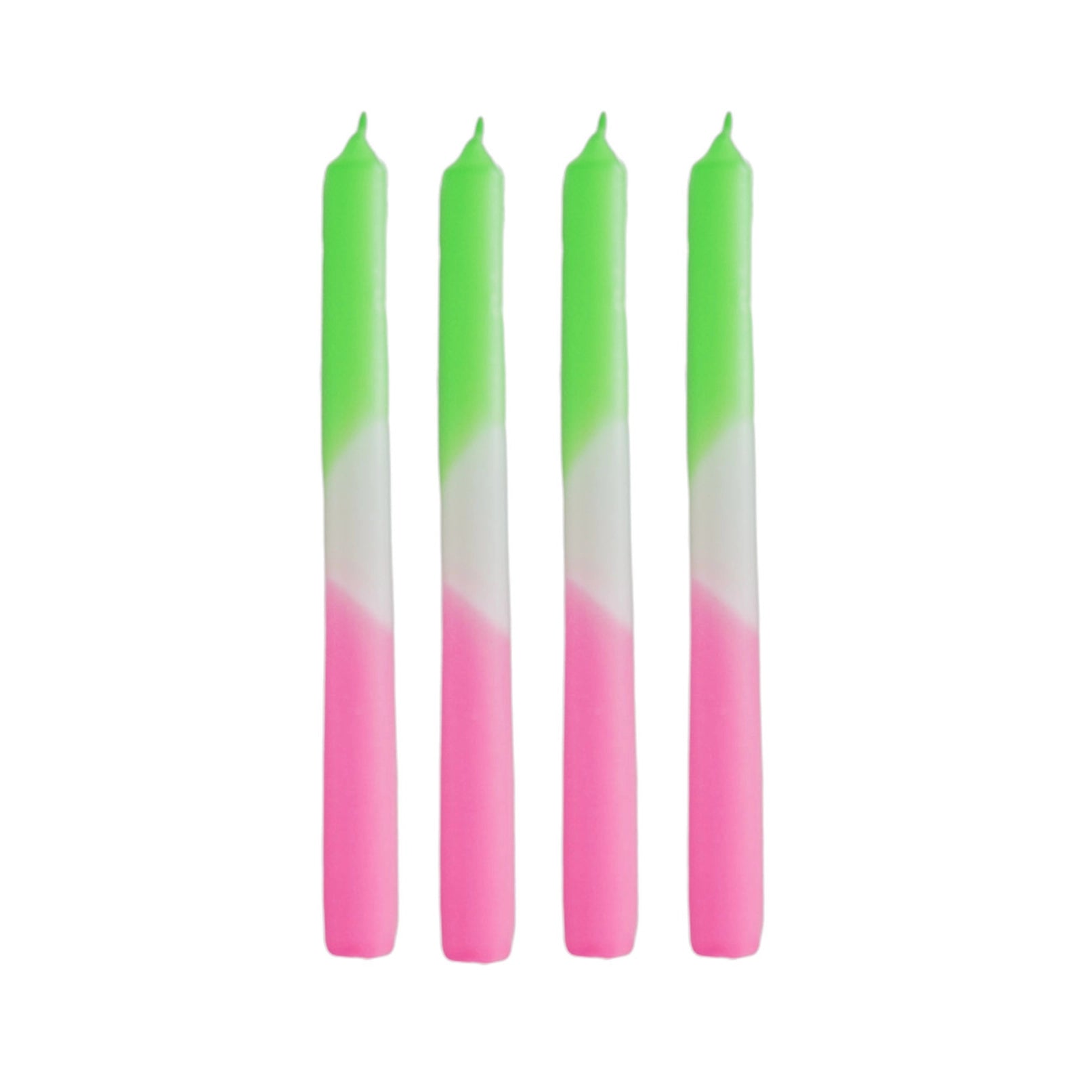 Lot de 4 bougies cônes dipdye – Vert & Rose