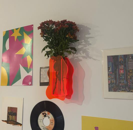 Vase abstrait néon – Orange fluo
